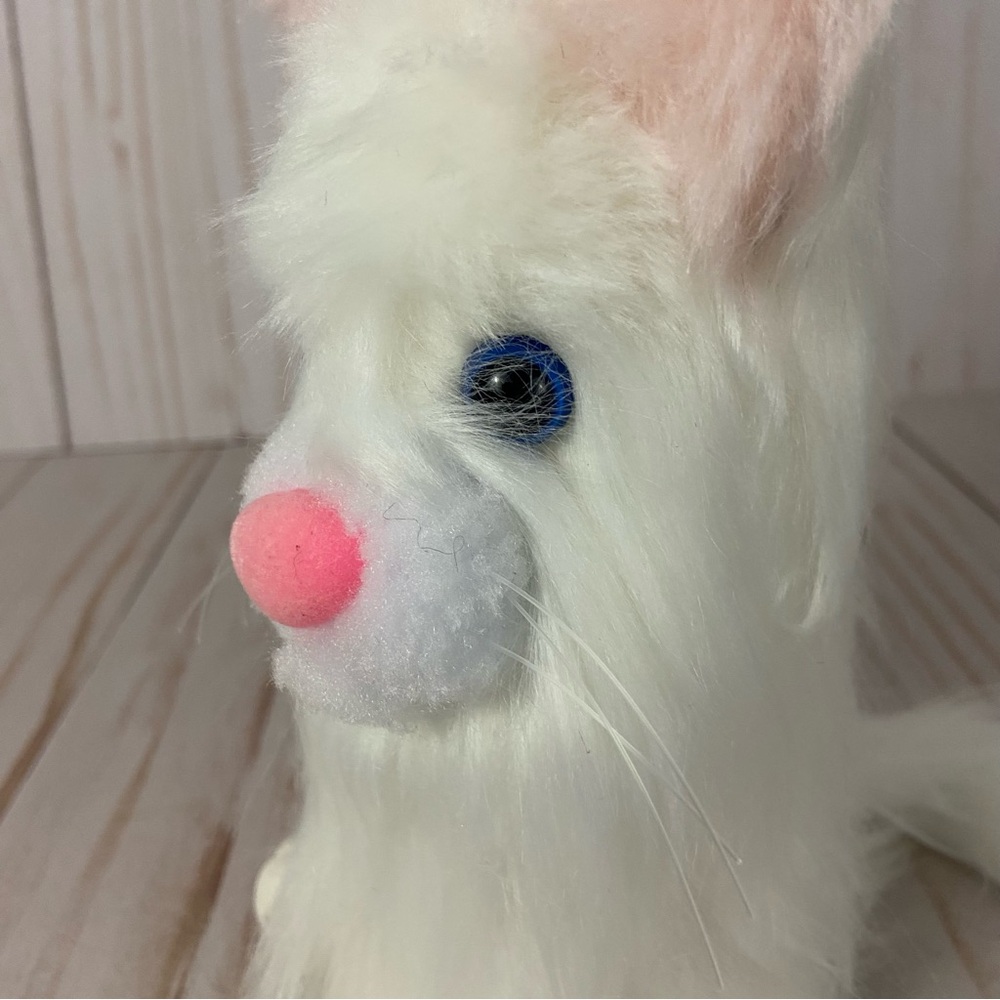 Handmade Plush White Cat Faux Fur Kitty 6” Blue Eyes Decor Cat Lover Gift - Picture 8 of 9